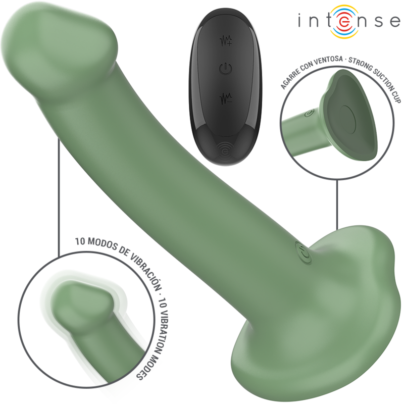 INTENSE - BECCA VIBRATEUR AVEC VENTOUSE 10 VIBRATIONS TÉLÉCOMMANDE VERTE INTENSE FUN TOYS