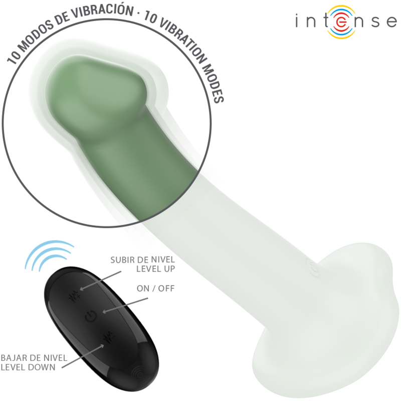 INTENSE - BECCA VIBRATEUR AVEC VENTOUSE 10 VIBRATIONS TÉLÉCOMMANDE VERTE INTENSE FUN TOYS