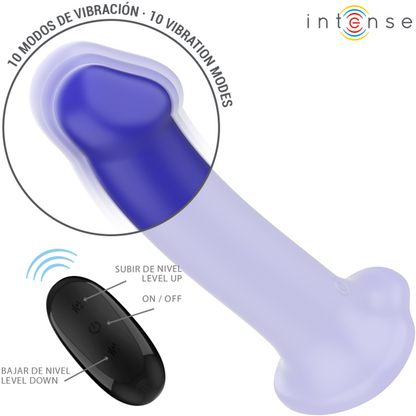 INTENSE - VICTORIA VIBRATEUR AVEC VENTOUSE 10 VIBRATIONS BLEU FONCÉ TÉLÉCOMMANDE INTENSE FUN TOYS