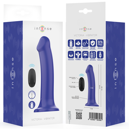 INTENSE - VICTORIA VIBRATEUR AVEC VENTOUSE 10 VIBRATIONS BLEU FONCÉ TÉLÉCOMMANDE INTENSE FUN TOYS