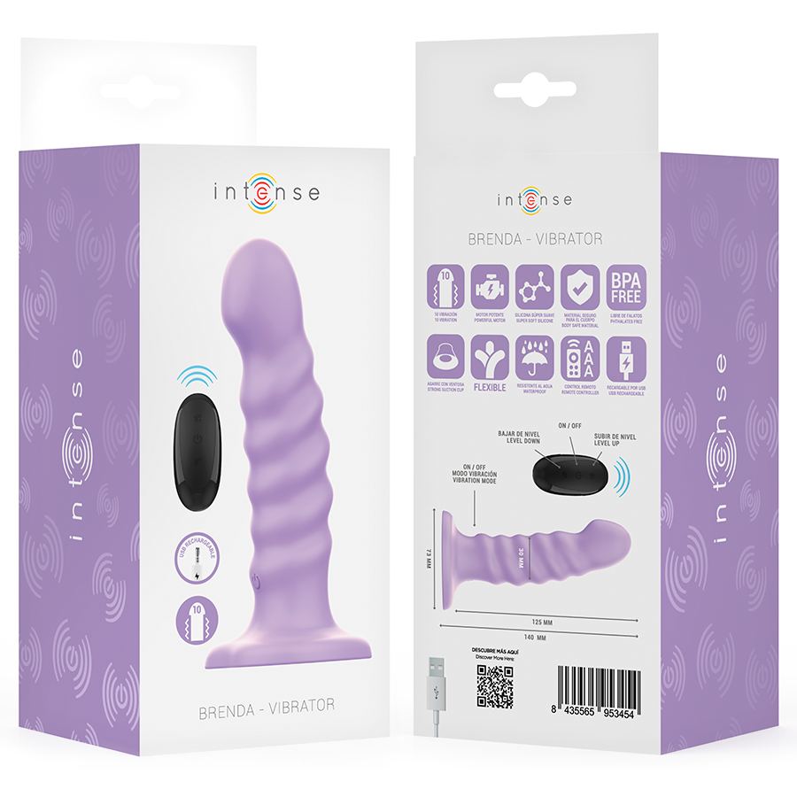 INTENSE - BRENDA VIBRATEUR TAILLE M DESIGN SPIRALE 10 VIBRATIONS VIOLET TÉLÉCOMMANDE INTENSE FUN TOYS