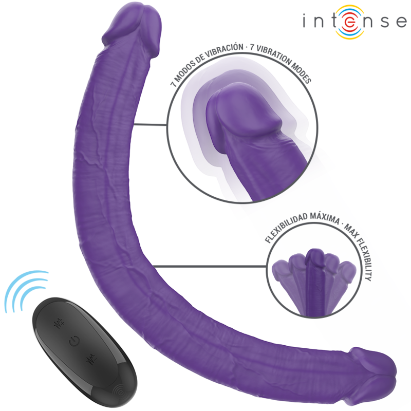 INTENSE - GUNTER DILDO DOUBLE VIBRATEUR 40 CM VIOLET TÉLÉCOMMANDE INTENSE FUN TOYS