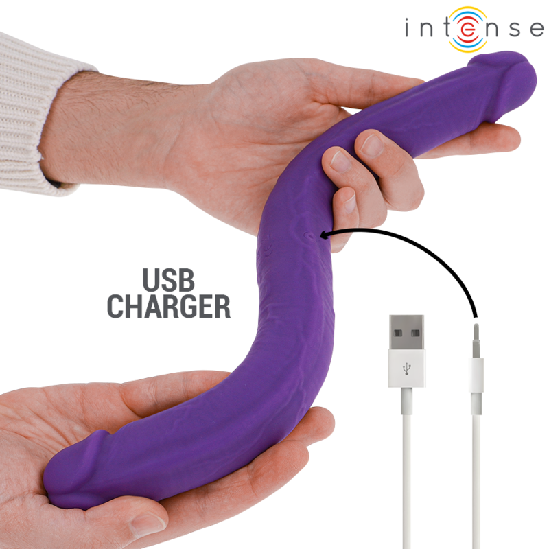 INTENSE - GUNTER DILDO DOUBLE VIBRATEUR 40 CM VIOLET TÉLÉCOMMANDE INTENSE FUN TOYS