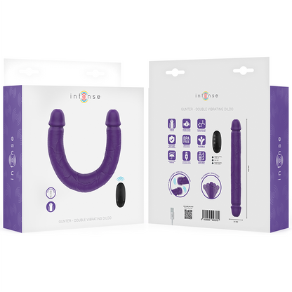 INTENSE - GUNTER DILDO DOUBLE VIBRATEUR 40 CM VIOLET TÉLÉCOMMANDE INTENSE FUN TOYS