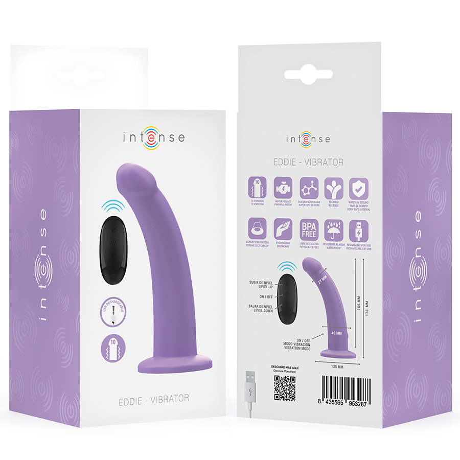 INTENSE - EDDIE VIBRATEUR 17,5 CM 10 VIBRATIONS VIOLET TÉLÉCOMMANDE INTENSE FUN TOYS