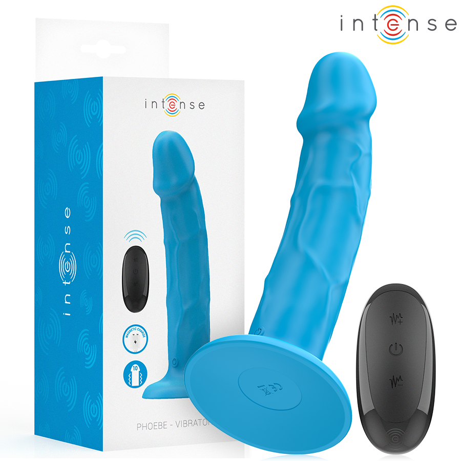 INTENSE - PHOEBE VIBRATEUR RÉALISTE 10 VIBRATIONS TÉLÉCOMMANDE BLEU INTENSE FUN TOYS