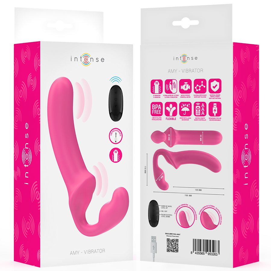 INTENSE - AMY DOUBLE VIBRATEUR 20 CM ROSE TÉLÉCOMMANDE INTENSE FUN TOYS