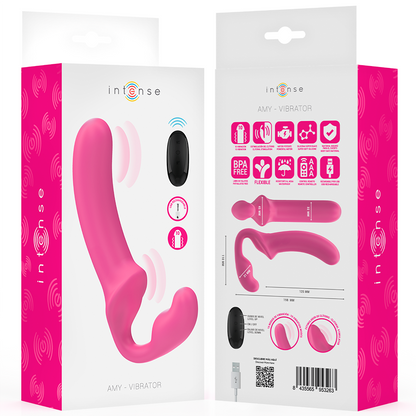 INTENSE - AMY DOUBLE VIBRATEUR 20 CM ROSE TÉLÉCOMMANDE INTENSE FUN TOYS