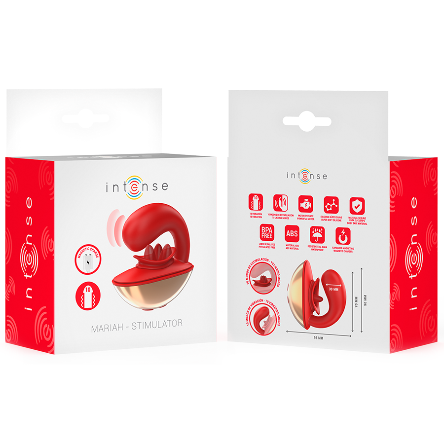 INTENSE - VIBRATEUR & STIMULATEUR MARIAH EN FORME DE U 10 VIBRATIONS ROUGE INTENSE FUN TOYS