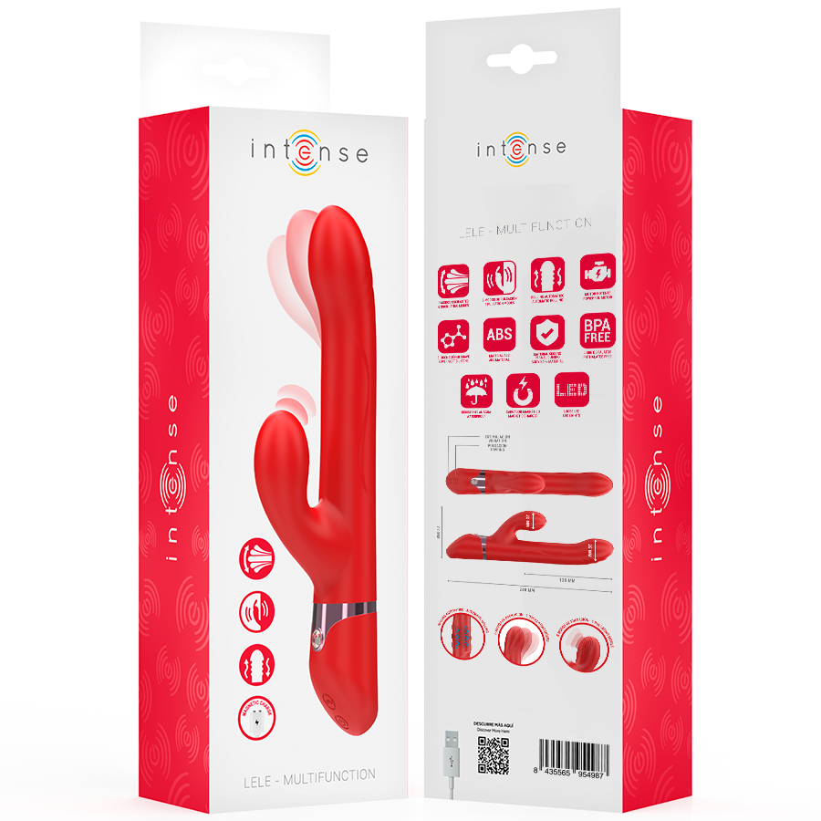 INTENSE - LELE VIBRATEUR MULTIFONCTION ROTATIF & OSCILLANT & STIMULANT ROUGE INTENSE FUN TOYS