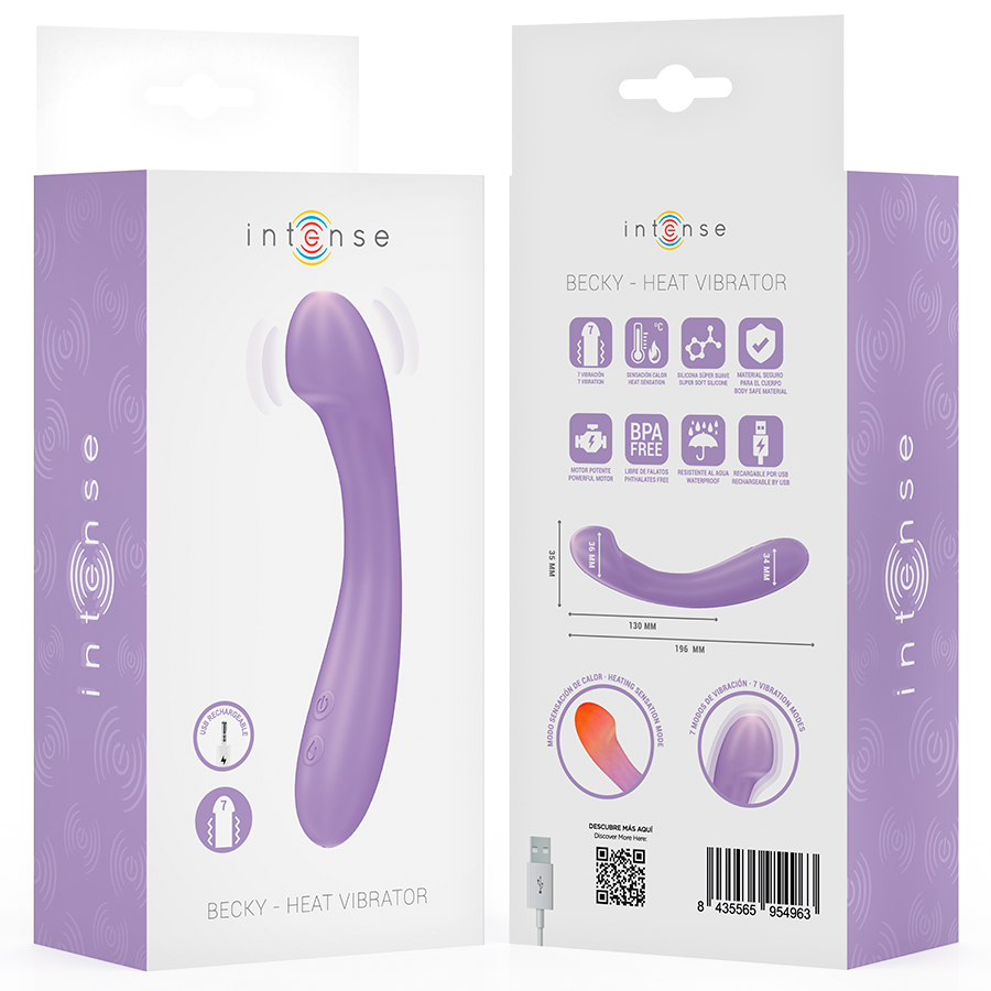 INTENSE - BECKY VIBRATEUR 19 CM CHAUFFANT 7 VIBRATIONS VIOLET INTENSE FUN TOYS
