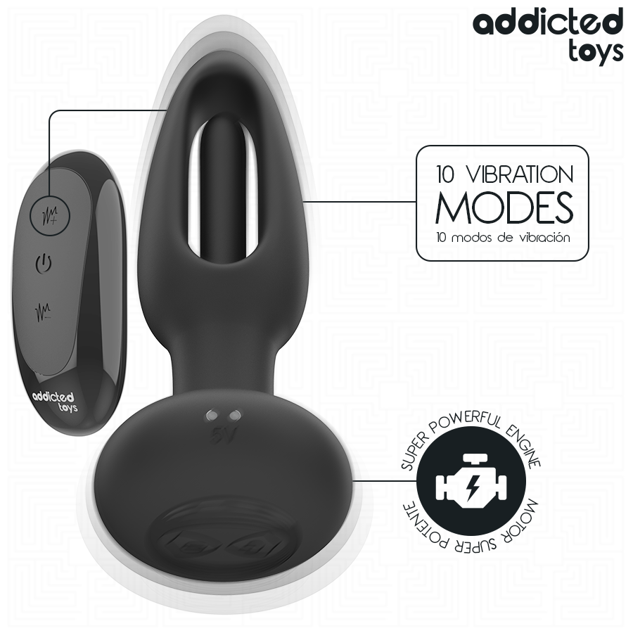 ADDICTED TOYS - PLUG ANAL AVEC LANGUE VIBRANTE ET TÉLÉCOMMANDE ADDICTED TOYS