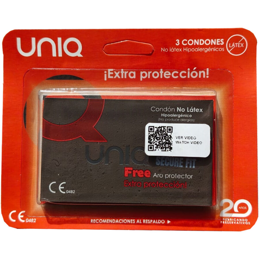 UNIQ - PRÉSERVATIFS SANS LATEX SECURE FIT 3 UNITÉS UNIQ
