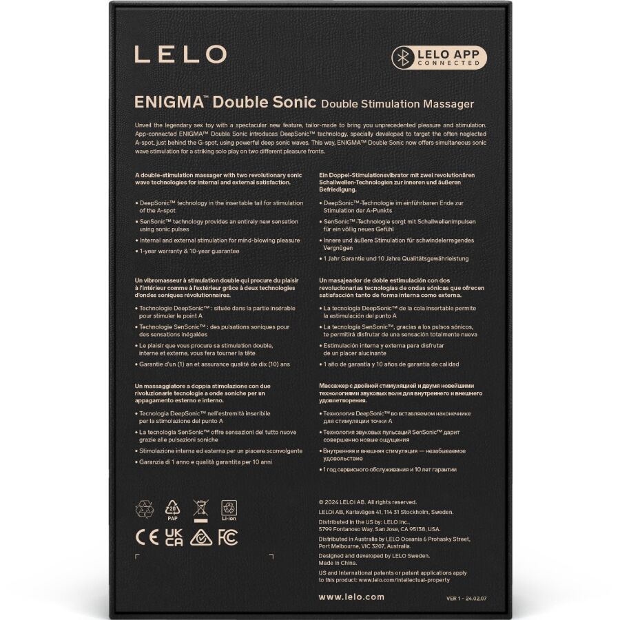 LELO - ENIGMA DOUBLE VIBRATEUR SONIQUE POINT G CYBER VIOLET LELO