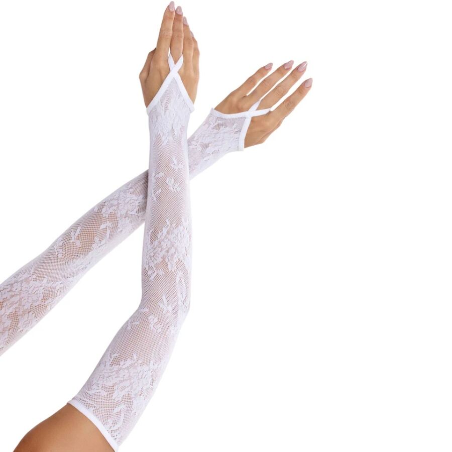 LEG AVENUE - GANTS CHAUFFANTS EXTRA LONGS EN DENTELLE FLORALE BLANCS LEG AVENUE ACCESSORIES