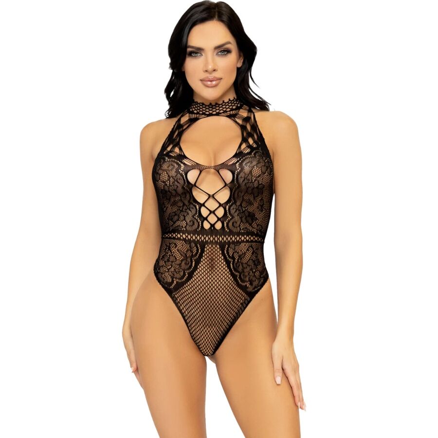 LEG AVENUE - BODY GILET EN RÉSILLE ET DENTELLE TAILLE UNIQUE LEG AVENUE BODYSTOCKINGS