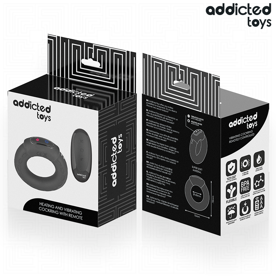 ADDICTED TOYS - ANNEAU PÉNITENTIAIRE VIBRANT À EFFET CHAUFFANT AVEC TÉLÉCOMMANDE ADDICTED TOYS