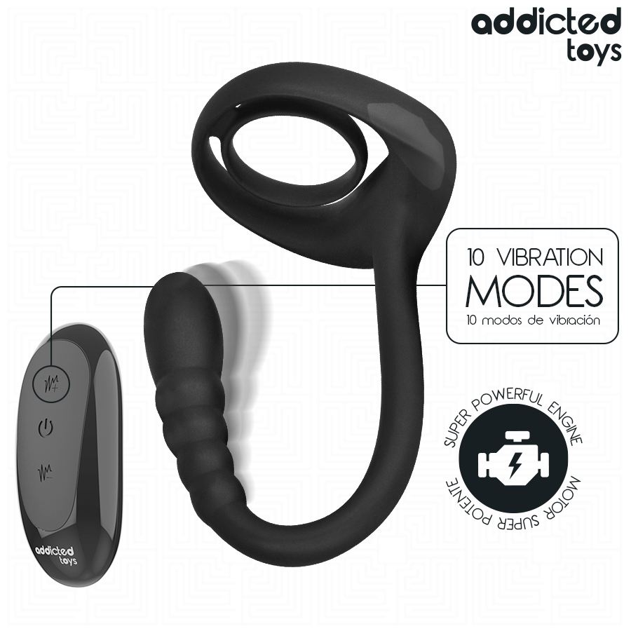 ADDICTED TOYS - ANNEAU PÉNITENTIAIRE VIBRANT POUR POINT P AVEC TÉLÉCOMMANDE ADDICTED TOYS