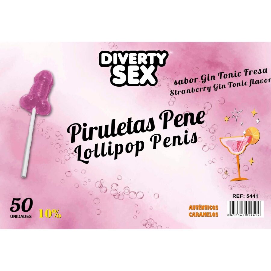 DIABLO GOLOSO - 50 SUCETTES PÉNIS GIN TONIC SAVEUR FRAISE 10% ALCOOL DIABLO GOLOSO