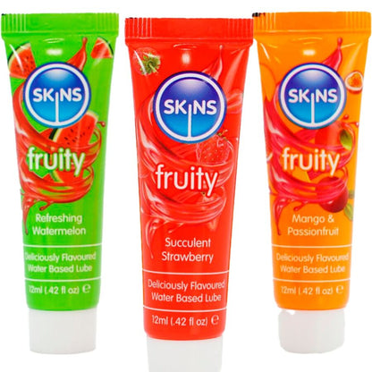 KIT DE LUBRIFIANTS FRUITÉS SKINS - PASTÈQUE, FRAISE ET MANGUE 3 x 12 ML SKINS
