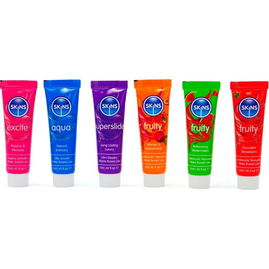 KIT DE LUBRIFIANTS VITAL & FRUITY POUR LA PEAU - 6 x 12 ML SKINS