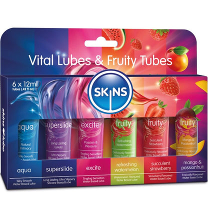 KIT DE LUBRIFIANTS VITAL & FRUITY POUR LA PEAU - 6 x 12 ML SKINS