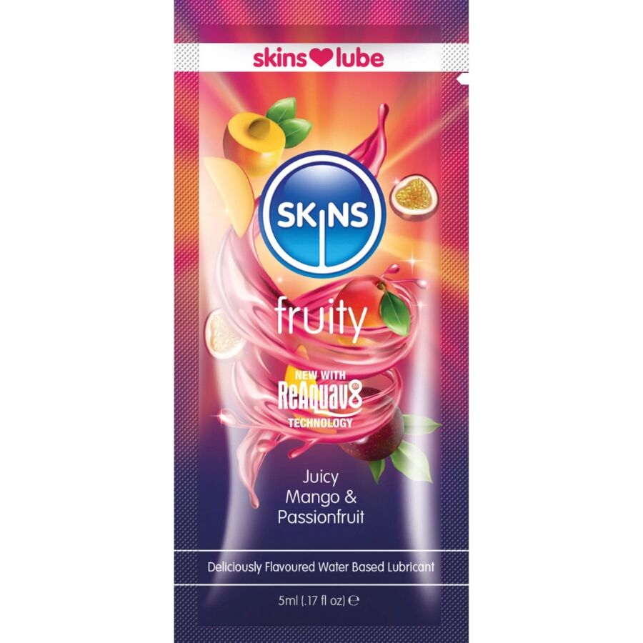 SKINS - LUBRIFIANT FRUITÉ À BASE D'EAU MANGUE ET FRUIT DE LA PASSION DOSE UNIQUE 5 ML SKINS