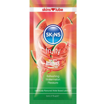 SKINS - LUBRIFIANT FRUITÉ À BASE D'EAU PARFUM PASTÈQUE DOSE UNIQUE 5 ML SKINS