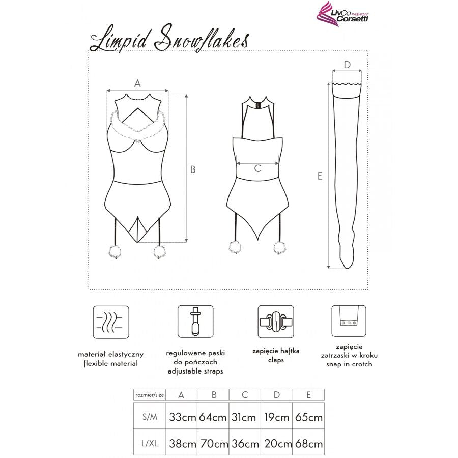 LIVCO CORSETTI FASHION - LIMPID SNOWFLAKES LC 90604 BODY + BAS + BANDEAU DE NOËL S/M LIVCO CORSETTI SETS