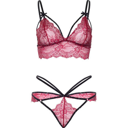 LEG AVENUE - 81623 ENSEMBLE SOUTIEN-GORGE + STRING BORDEAUX TAILLE S LEG AVENUE SETS