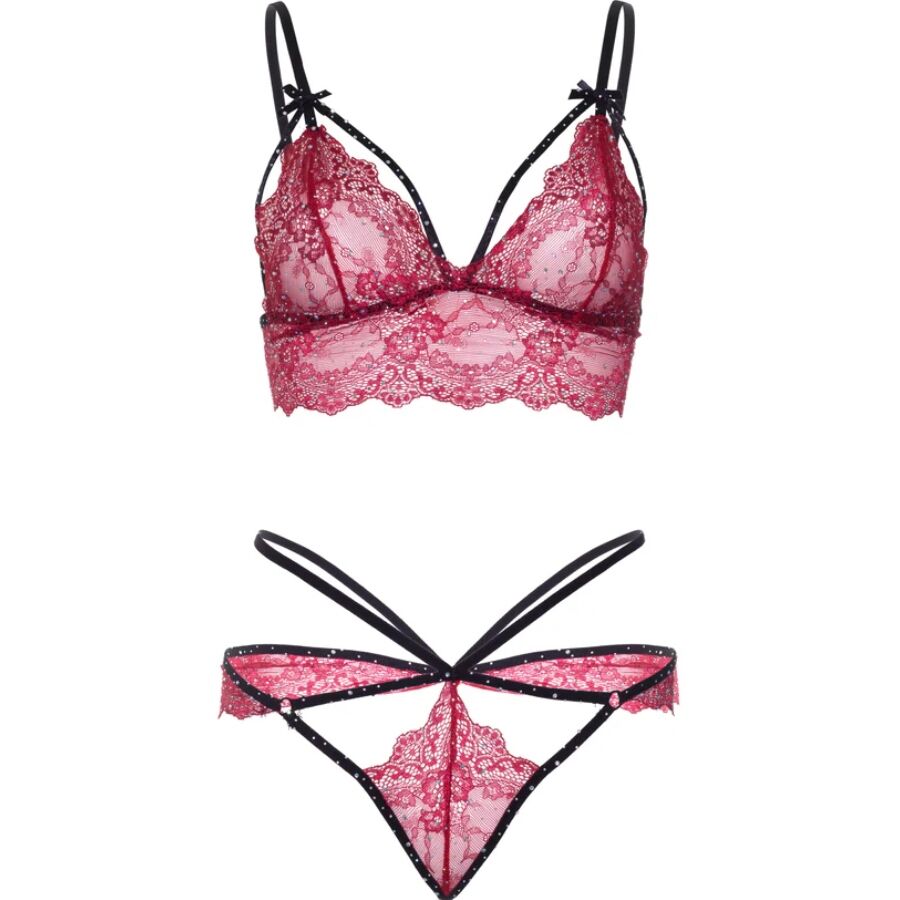 LEG AVENUE - 81623 ENSEMBLE SOUTIEN-GORGE + STRING BORDEAUX TAILLE M LEG AVENUE SETS