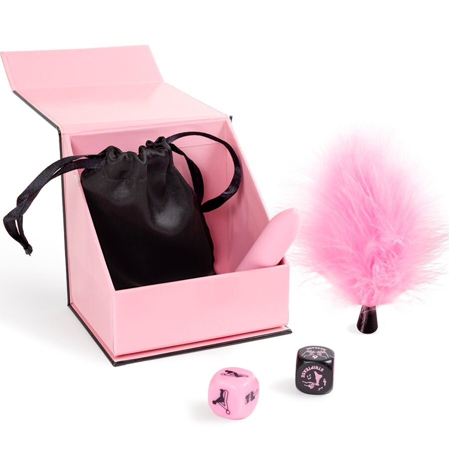 SECRET PLAY - COFFRET DE PLAISIRS POUR COUPLES : DÉS + BALLE VIBRANTE + STYLO À PLUME SECRETPLAY 100% GAMES
