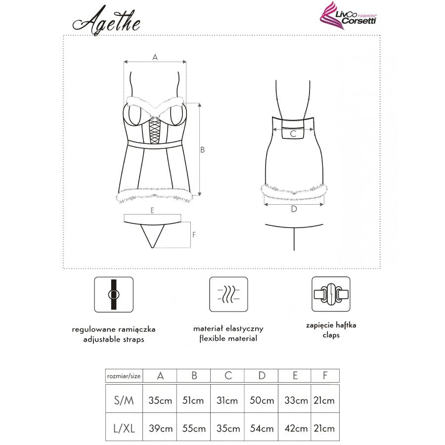 LIVCO CORSETTI FASHION - AGETHE LC 90607 CHEMISE + STRING + BONNET DE NOËL L/XL LIVCO CORSETTI SETS