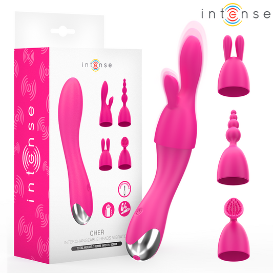 INTENSE - VIBRATEUR CHER AVEC 20 MODES DE MOUVEMENTS ET EMBOUTS INTERCHANGEABLES INTENSE FUN TOYS