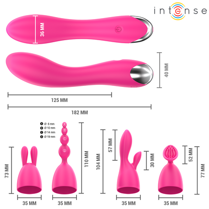 INTENSE - VIBRATEUR CHER AVEC 20 MODES DE MOUVEMENTS ET EMBOUTS INTERCHANGEABLES INTENSE FUN TOYS