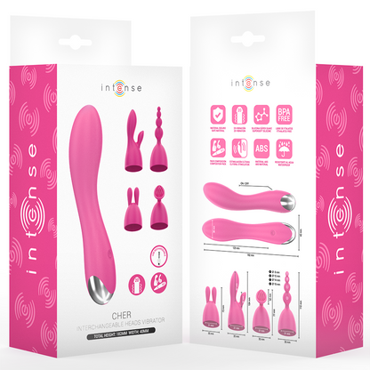 INTENSE - VIBRATEUR CHER AVEC 20 MODES DE MOUVEMENTS ET EMBOUTS INTERCHANGEABLES INTENSE FUN TOYS