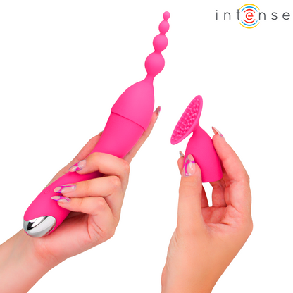 INTENSE - VIBRATEUR CHER AVEC 20 MODES DE MOUVEMENTS ET EMBOUTS INTERCHANGEABLES INTENSE FUN TOYS