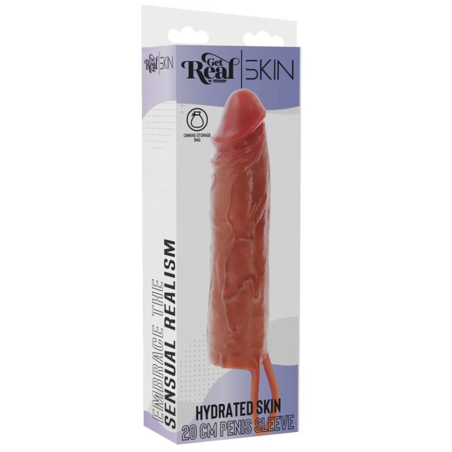 GET REAL - MANCHON PÉNIS EN SILICONE HYDRATANT CARAMEL 20 CM GET REAL