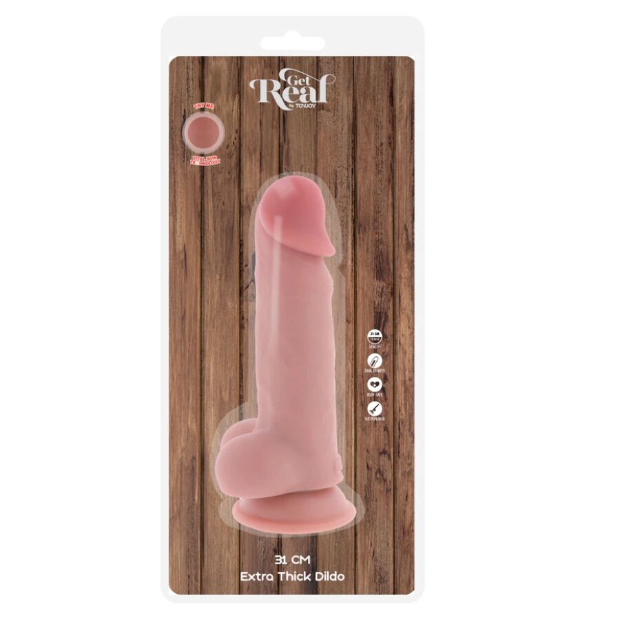 GET REAL - PÉNIS RÉALISTE DE LUXE AVEC TESTICULES EXTRA ÉPAIS DE 31 CM GET REAL