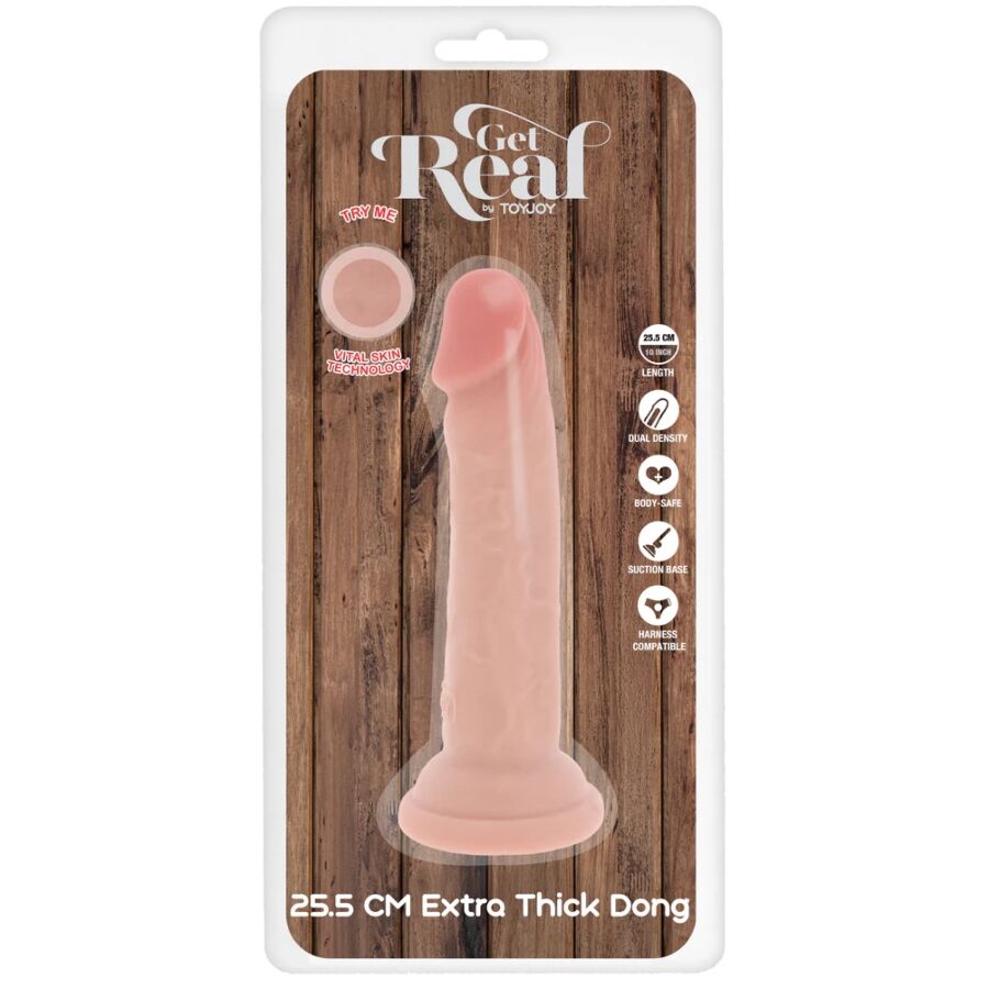 GET REAL - PÉNIS DE LUXE ÉPAIS DOUBLE DENSITÉ EN TPE 25,5 CM GET REAL