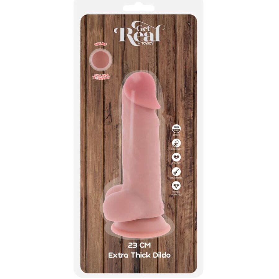GET REAL - PÉNIS RÉALISTE DE LUXE AVEC TESTICULES EXTRA ÉPAIS DE 23 CM GET REAL