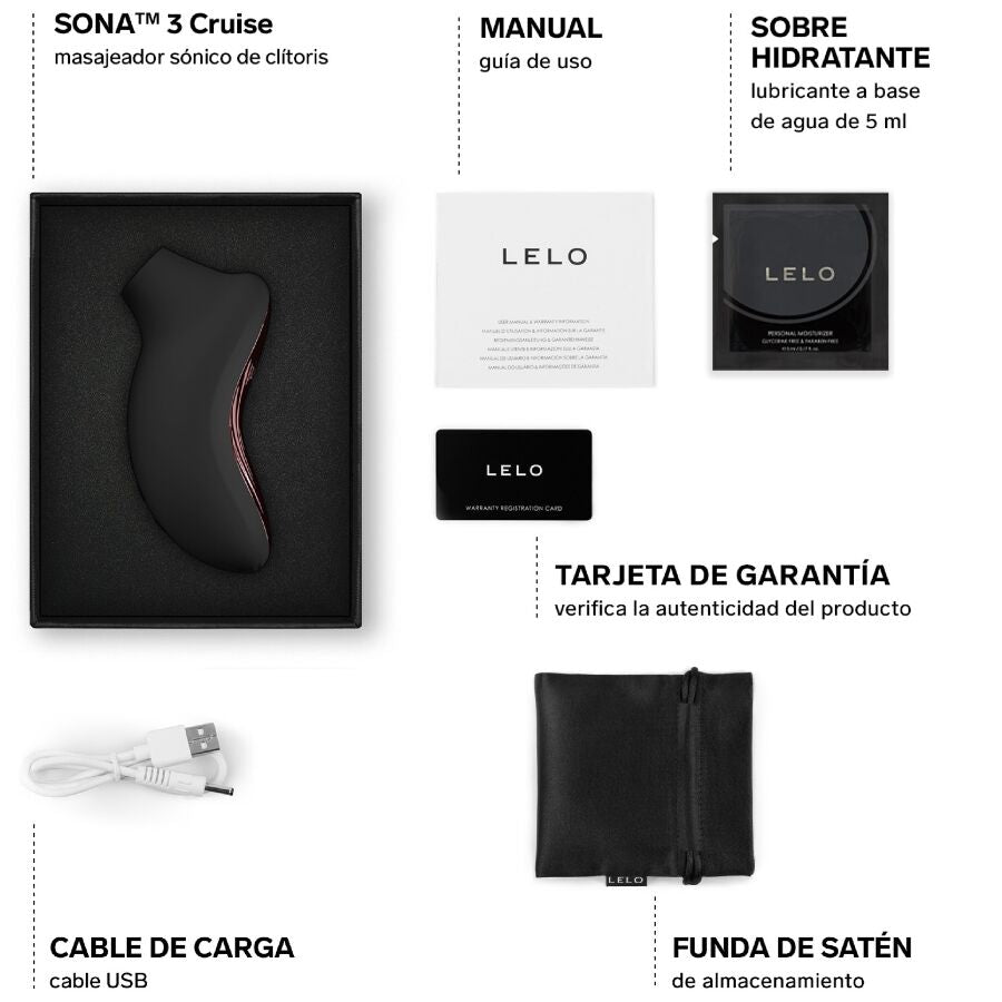 LELO - SONA 3 CRUISE MASSEUR CLITORAL SONIQUE NOIR LELO