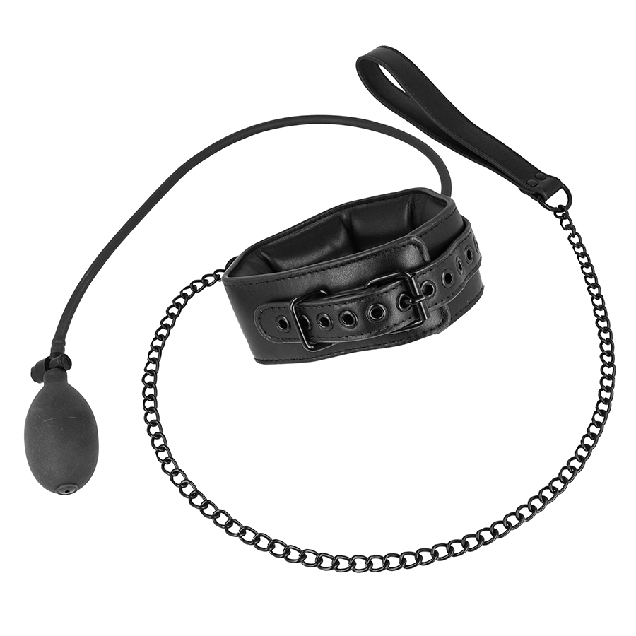 FETISH SUBMISSIVE BONDAGE - COLLIER D'ÉTRANGLEMENT GONFLABLE AVEC CHAÎNE FETISH SUBMISSIVE BONDAGE