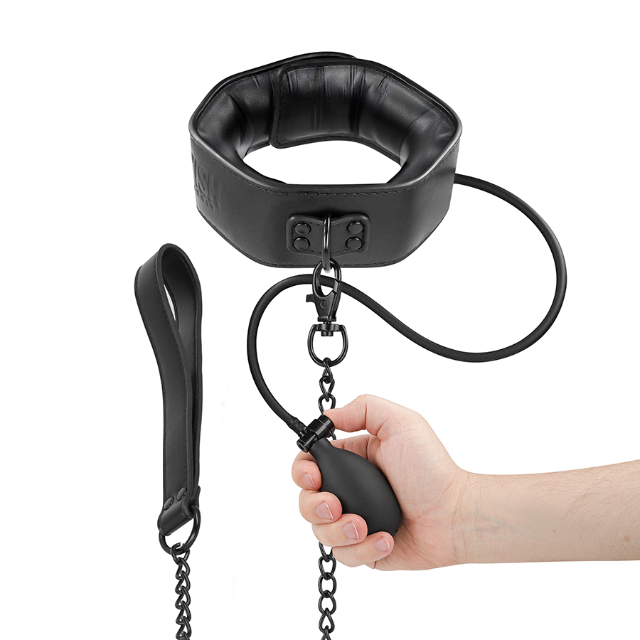 FETISH SUBMISSIVE BONDAGE - COLLIER D'ÉTRANGLEMENT GONFLABLE AVEC CHAÎNE FETISH SUBMISSIVE BONDAGE