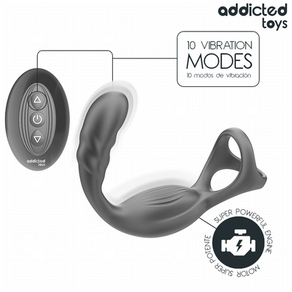 ADDICTED TOYS - ANNEAU PÉNIS PROSTATIQUE DOUBLE AVEC TÉLÉCOMMANDE ADDICTED TOYS