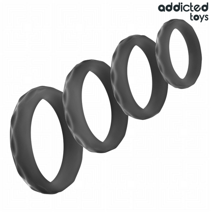 ADDICTED TOYS - ENSEMBLE D'ANNEAUX PÉNIS TEXTURÉS, 4 TAILLES ADDICTED TOYS