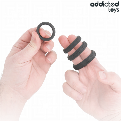 ADDICTED TOYS - ENSEMBLE D'ANNEAUX PÉNIS TEXTURÉS, 4 TAILLES ADDICTED TOYS