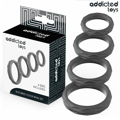ADDICTED TOYS - ENSEMBLE D'ANNEAUX PÉNIS TEXTURÉS, 4 TAILLES ADDICTED TOYS