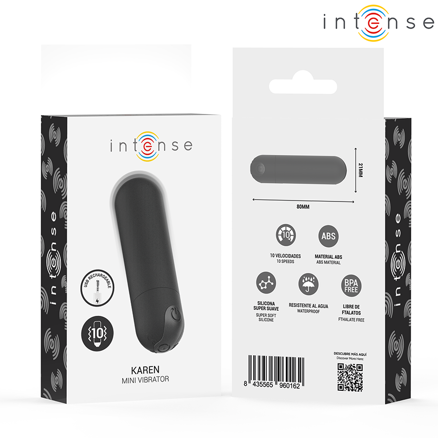INTENSE - KAREN MINI VIBRANT RECHARGEABLE BALLE NOIRE INTENSE FUN TOYS