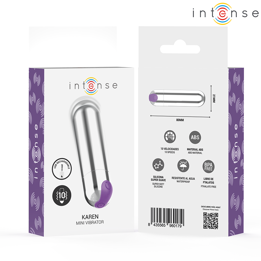 INTENSE - KAREN MINI VIBRANTE RECHARGEABLE ARGENT INTENSE FUN TOYS